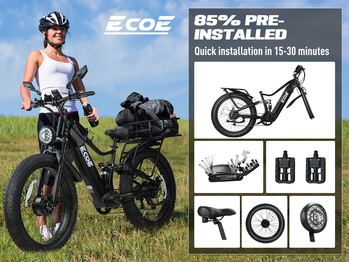 4375W Dual Motor Electric Bike for Adults 28MPH with 60V 28AH Battery, 26×4 Fat Tire All Terrain Ebikes, Full Suspension E Bike, SHM 7-Speed Gear