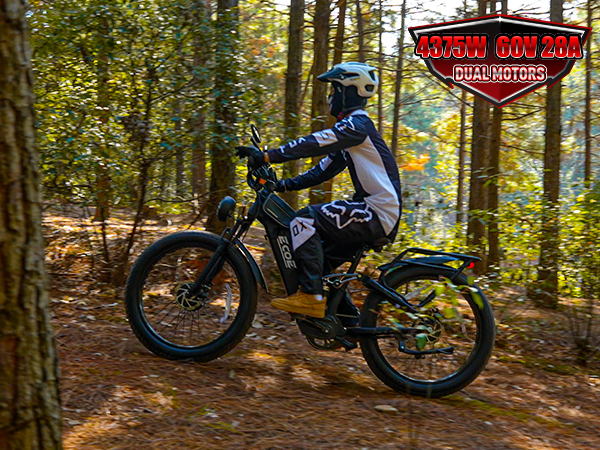 4375W Dual Motor Electric Bike for Adults 28MPH with 60V 28AH Battery, 26×4 Fat Tire All Terrain Ebikes, Full Suspension E Bike, SHM 7-Speed Gear