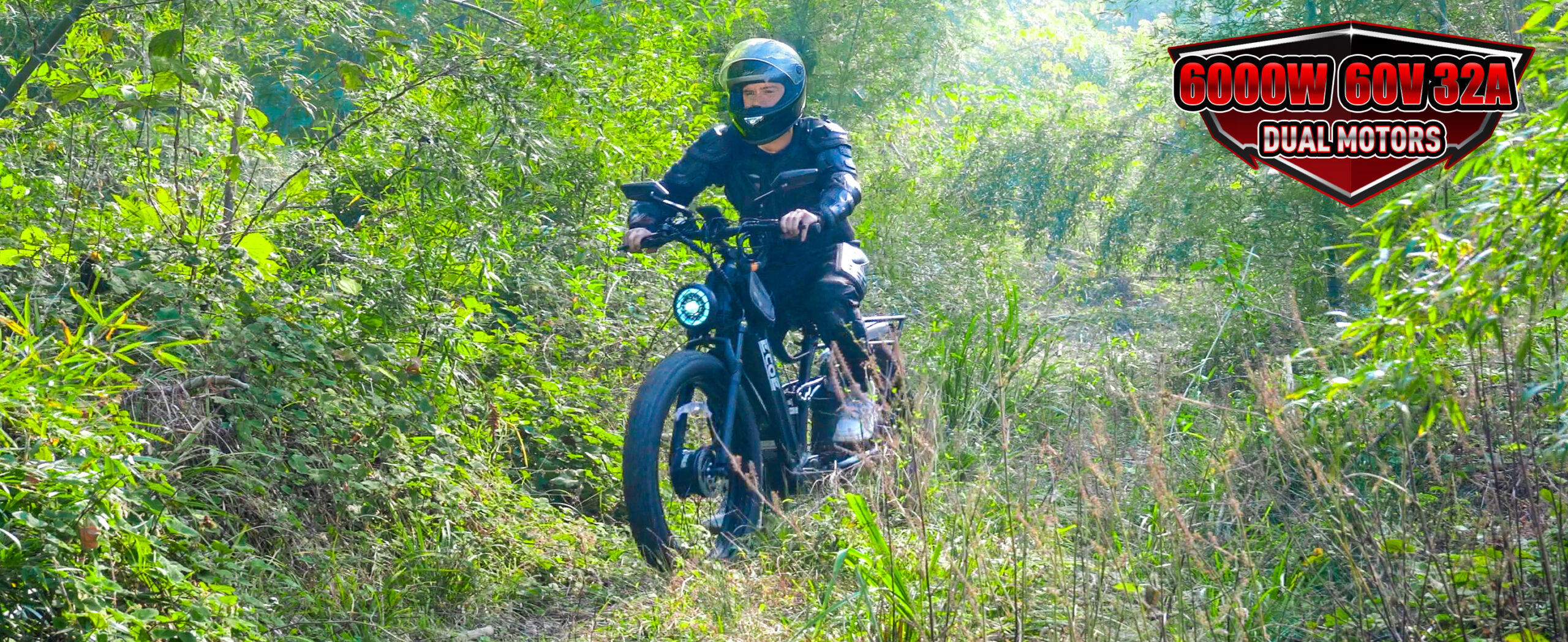 EcoE 6000W Dual Motor Electric Bike for Adults 52MPH with 60V32A, 26×4 Fat Tire All Terrain Ebikes, Full Suspension E Bike, SHM 7-Speed Gear Electric Bicycle