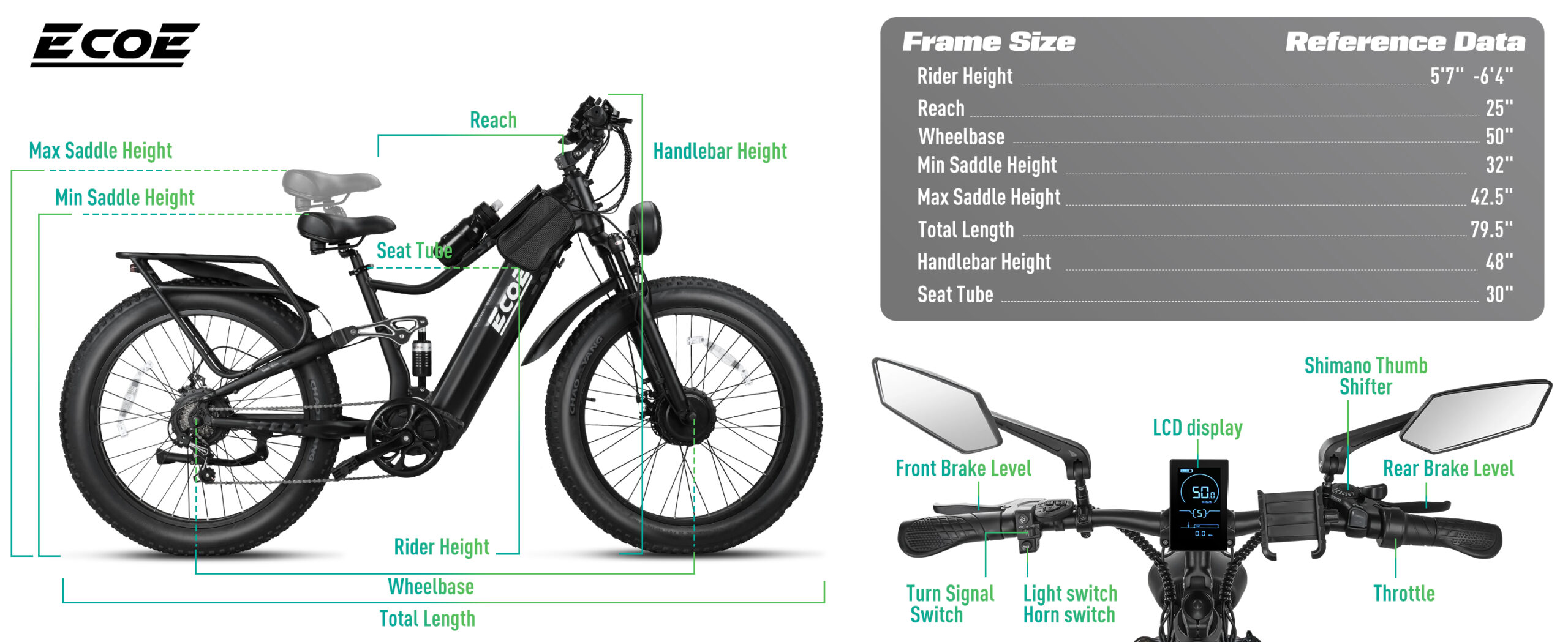 EcoE 6000W Dual Motor Electric Bike for Adults 52MPH with 60V32A, 26×4 Fat Tire All Terrain Ebikes, Full Suspension E Bike, SHM 7-Speed Gear Electric Bicycle