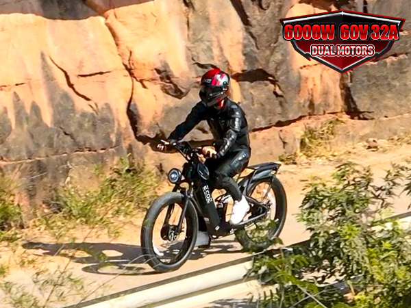 EcoE 6000W Dual Motor Electric Bike for Adults 52MPH with 60V32A, 26×4 Fat Tire All Terrain Ebikes, Full Suspension E Bike, SHM 7-Speed Gear Electric Bicycle