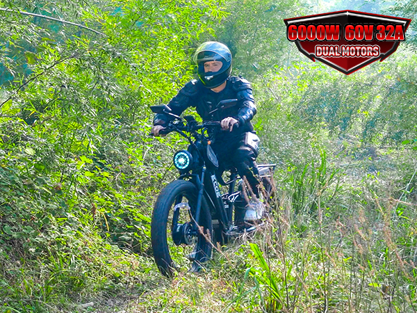 EcoE 6000W Dual Motor Electric Bike for Adults 52MPH with 60V32A, 26×4 Fat Tire All Terrain Ebikes, Full Suspension E Bike, SHM 7-Speed Gear Electric Bicycle