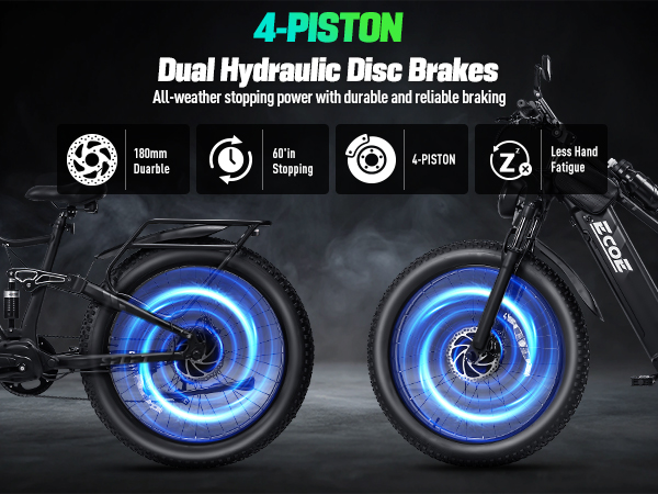 8OOOW Dual Motor Electric Bike for Adults 5OMPH 60V32A, 26×4 Fat Tire All Terrain Ebikes, Full Suspension E Bike, 7-Speed Gear Electric Bicycle