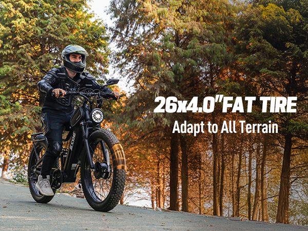 8OOOW Dual Motor Electric Bike for Adults 5OMPH 60V32A, 26×4 Fat Tire All Terrain Ebikes, Full Suspension E Bike, 7-Speed Gear Electric Bicycle